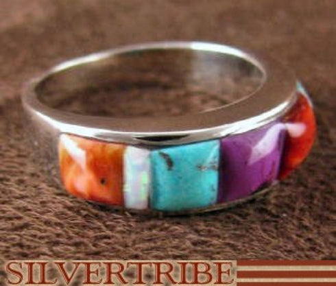 Sterling Silver Jewelry Multicolor Turquoise Ring Size 5-3/4 RS37423